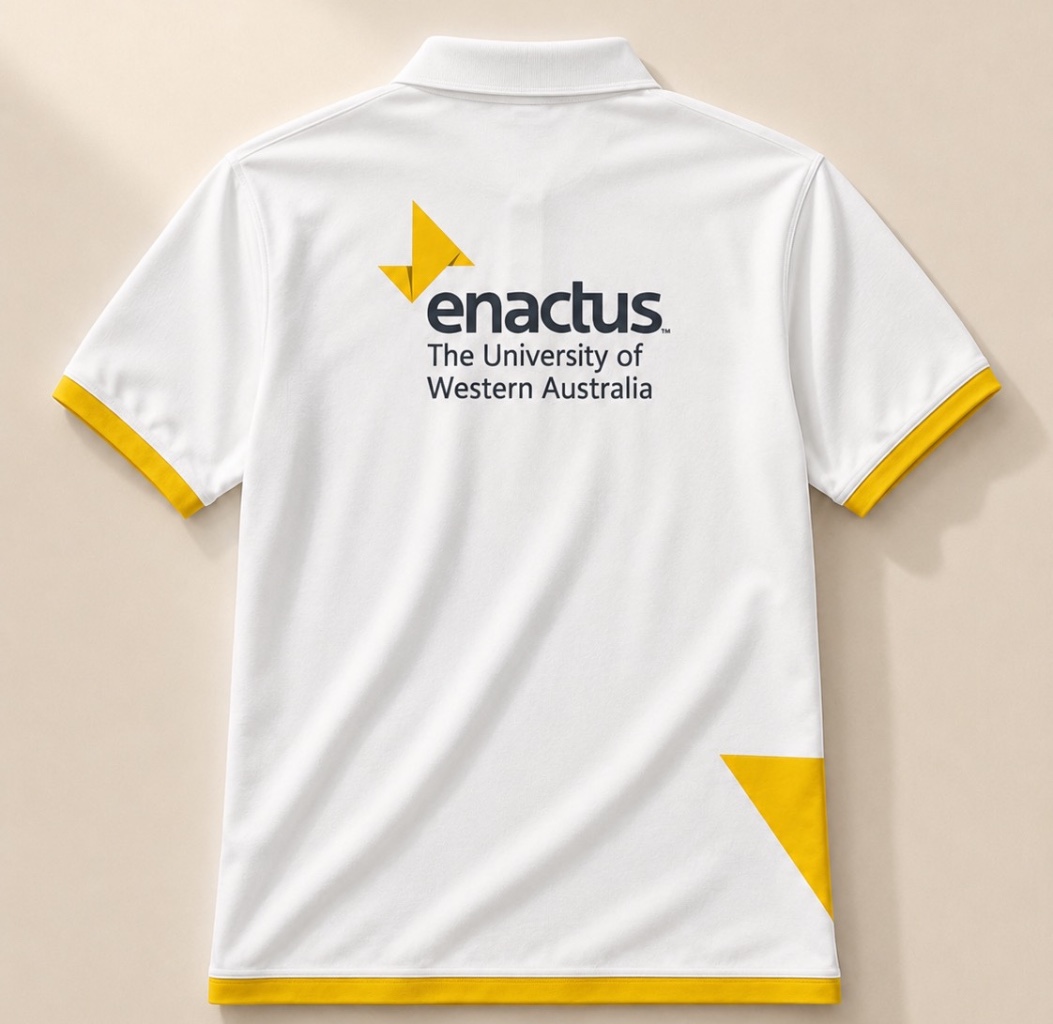 Back of Enactus UWA polo with embroidered enactus logo